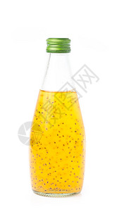 菠萝汁和巴西菜籽饮料在玻璃瓶中隔绝图片