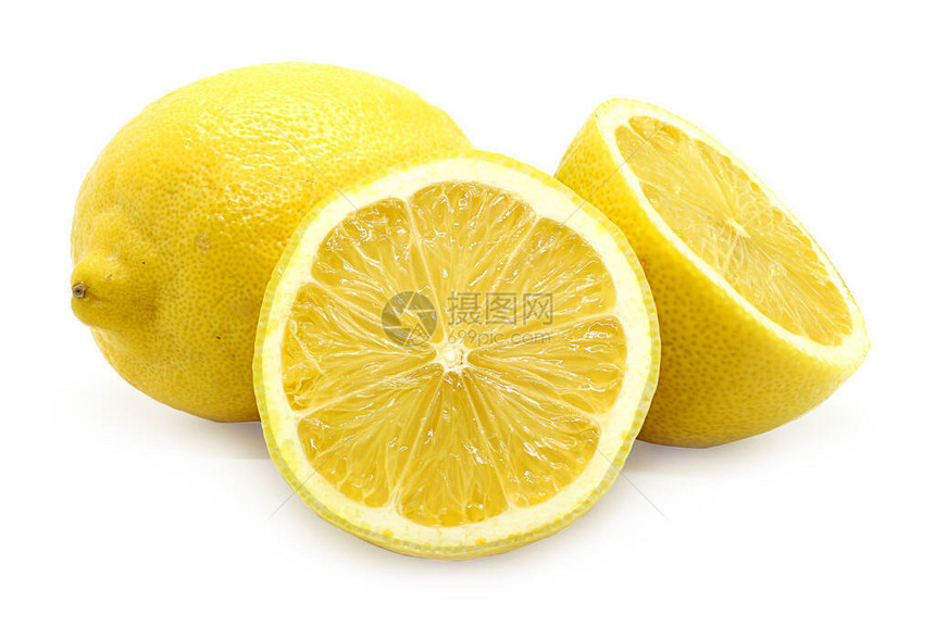 白色背景上孤立的黄色柠檬柑橘类水果图片