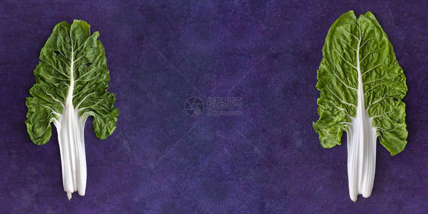 两张绿色纸巾紫色背景图片