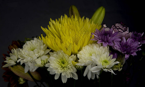 一束鲜花与黄色菊花图片