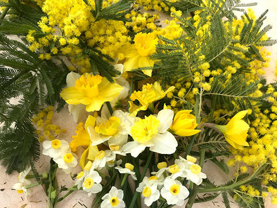 妇女节美丽的黄色花束背景图片