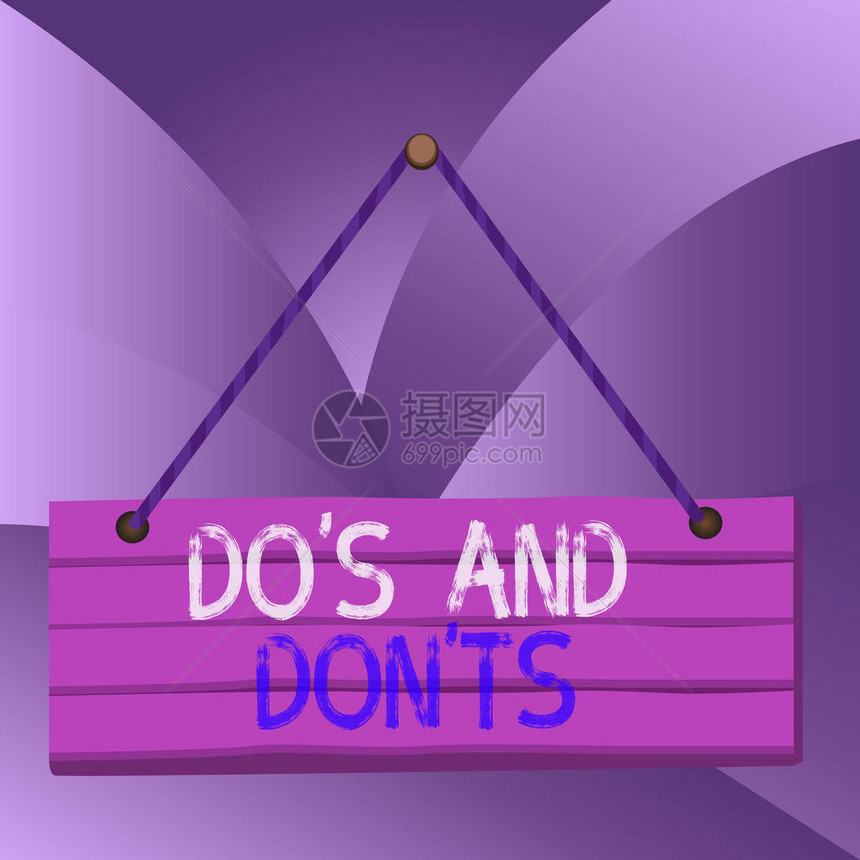 手写文本DoS和DonTs概念照片做出决定的技术复杂木板钉针弦板彩色图片