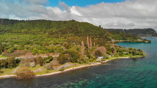 新西兰陶波湖景观全景鸟瞰图图片