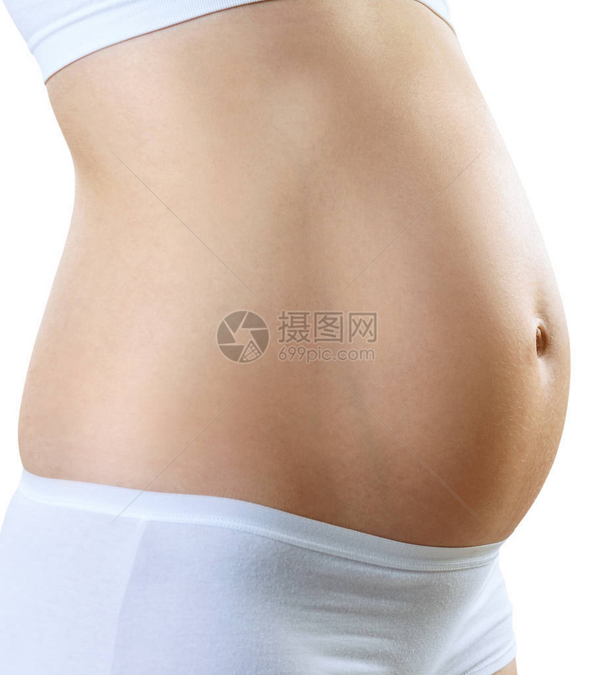 怀孕初期怀有腹部的孕妇穿白内裤图片