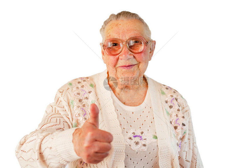一位90岁的老年养老金领取者祖母的肖像图片