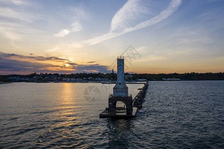 华盛顿港断水灯暑假日PortWashingtonBreakwater图片