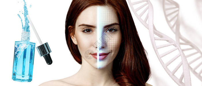 对DNA中女脸部的技术扫描来源于图片