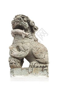 古代风格的混凝土雕塑狮子图片