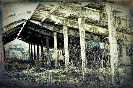摧毁了大亨内里农场旧苏维埃州农庄RuinsGrunge图片