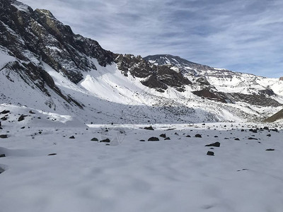 智利山雪和山谷景观图片