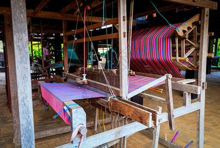 织机家用织机用于编织传统的泰国丝绸用于泰国自制丝绸或纺织图片