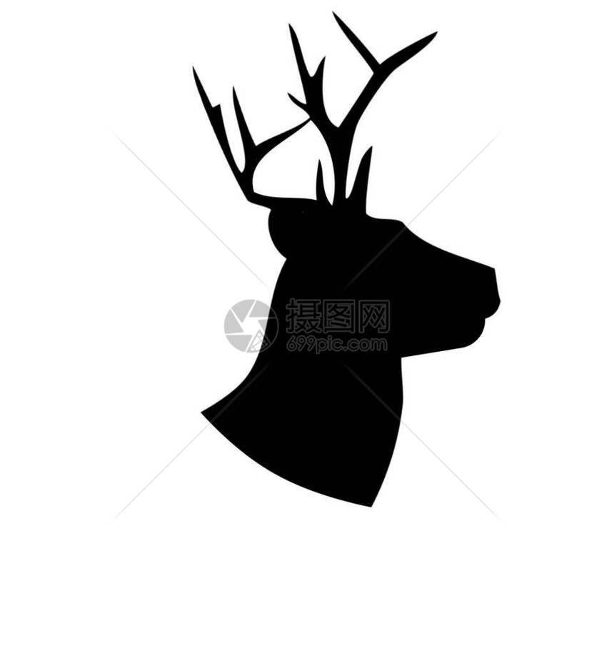 白色背景的鹿头黑色双影底图片
