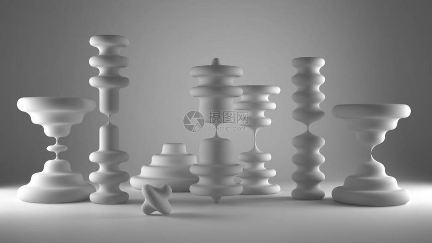 全白项目草稿沙漏形状的蜡烛抽象形状有机成分背景时间流逝的概念流动图片