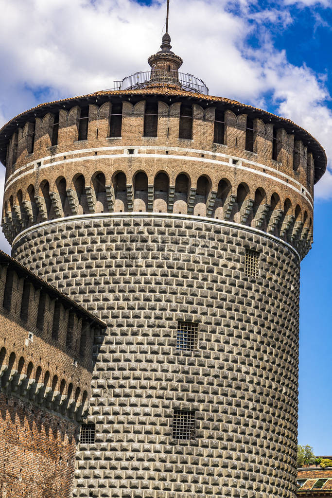 Sforza城堡塔Castello图片