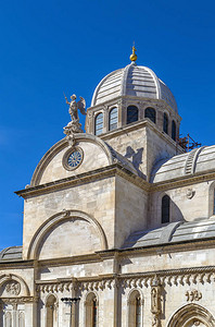 圣詹姆斯大教堂是克罗地亚希贝尼克市的一座三殿教堂大教堂的圆顶和图片