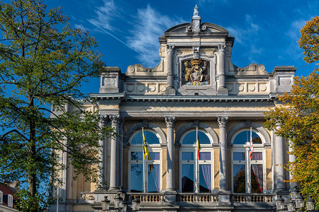 斯塔德舒塞特比利时布鲁日市剧院的正面背景