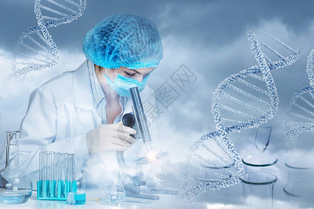 研究和DNA测试的概念实验室正在对医学图片