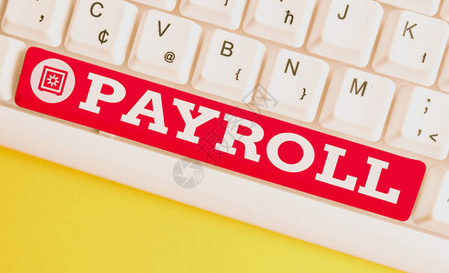 手写文本工资单概念照片公司支付给员工的资和薪金额白色pc键盘图片
