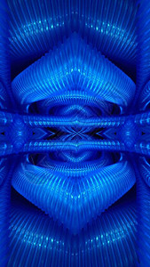 基于PVC塑料水管的霓虹蓝和生动的靛蓝色对称抽象图案形图片