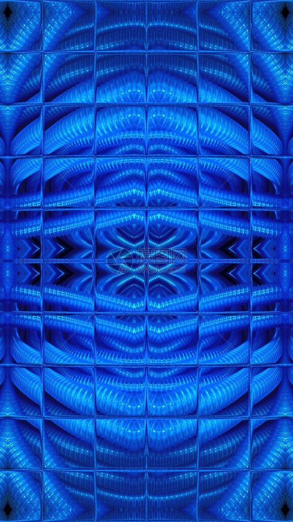 基于PVC塑料水管的霓虹蓝和鲜艳的靛蓝色抽象波纹效果图案形图片
