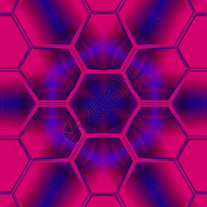 由六边形条状瓷砖框架制作的紫色粉红色复杂抽象形图片