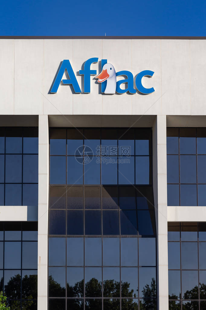 Aflac保险公司大楼和商标志美庭人寿保险公司是一家图片
