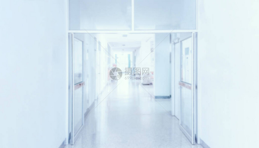 医院病房走廊的抽象模糊不清图片