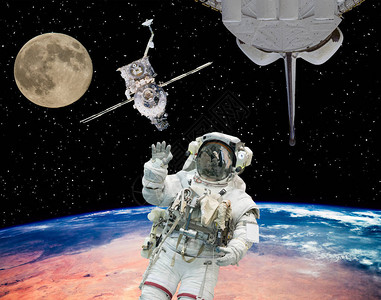 外层空间宇航员月球和宇宙飞船上的背景情况美国航天局提供的这一图图片