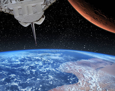 航天飞机从地球飞到火星由美国航天局提图片