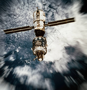 轨道站国际空间站从空间发射的由美国航天背景
