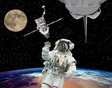 外层空间宇航员月球和宇宙飞船上的背景情况美国航天局提供的这一图图片