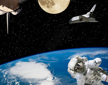 宇航员宇宙飞船和月球图片