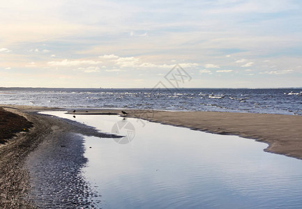 拉脱维亚尤尔马拉海流小波的海水背景图片