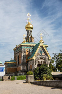 浮夸俄罗斯教堂与达姆施背景