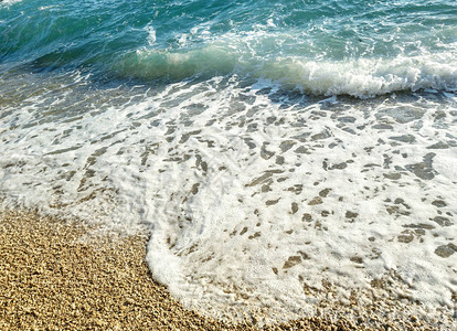 海洋景观绿松石海波浪美丽的海滨与沙质海岸可用于杂志网页横幅卡图片