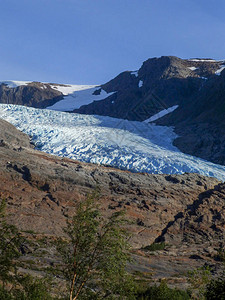 以蓝色冰川层对冰川进行高分辨率空图片