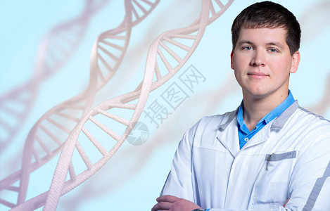 DNA链间实验室的人类科技专家蓝色背图片