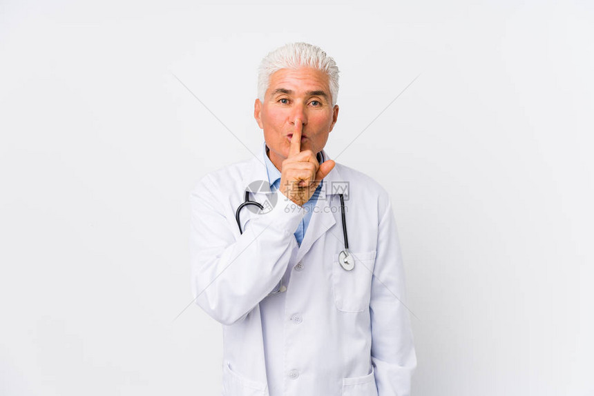 成熟的caucasian医生男人保守秘密或图片