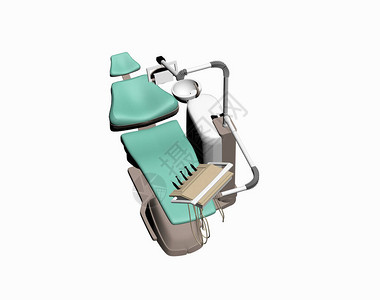 带桌子和仪器的绿色牙医椅图片