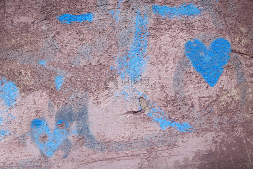 蓝色勃冈底灰色棕色蓝心的旧墙壁图片