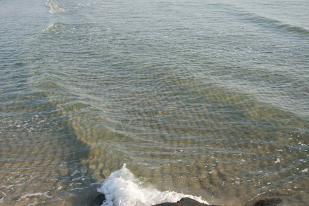 清澈的海水海岸背景上的蓝色波浪图片