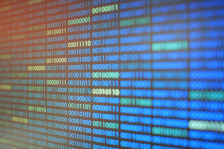 蓝色二进制代码二进制数据块区块链概念蓝色背景与计算机数字二进制代码位图片