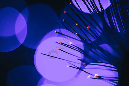 美丽的抽象光纤网络电缆在紫色布基的图片