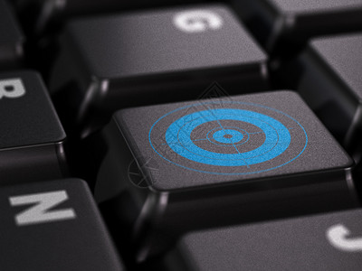 黑色键盘上的蓝色目标图片