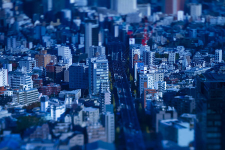 在东京大角度倾斜的城市的微型城市景观涩谷区东京日本120图片