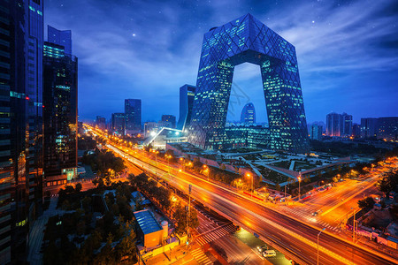 北京市夜间城市风景图片