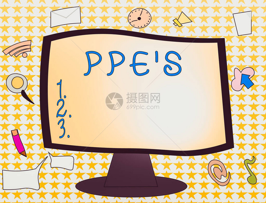 文字书写文本Ppes是商业照片展示用于防止健康和安全危害的专用设备Web应用程序软件图标围绕空白安装的图片