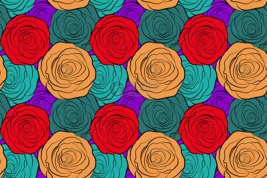 复古狗玫瑰图案花背景抽象的玫瑰素描花卡与狗玫瑰野玫瑰设计图片