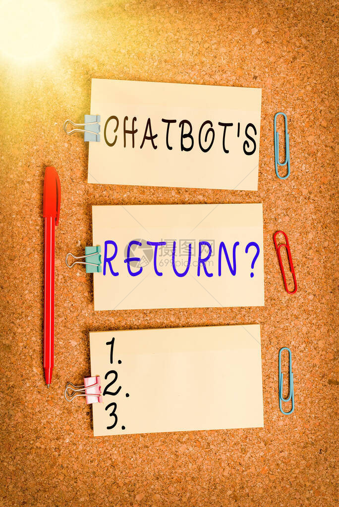 文字书写文本Chatbots是返回问题使用文本界面和AI垂直空贴纸提醒备忘录方形广告牌软木板桌纸进行通信的商业图片