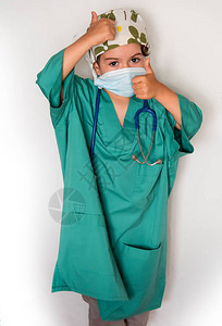 孩子装扮成医生外科医生服图片